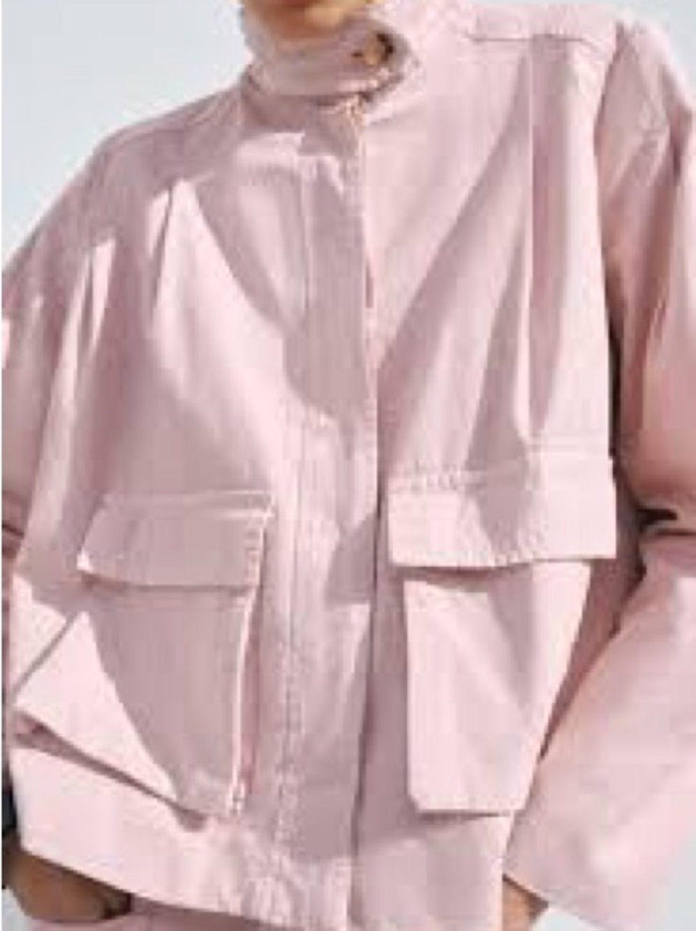Zara Cotton Linen Light Pink Womens Utility Oversized Jacket XS